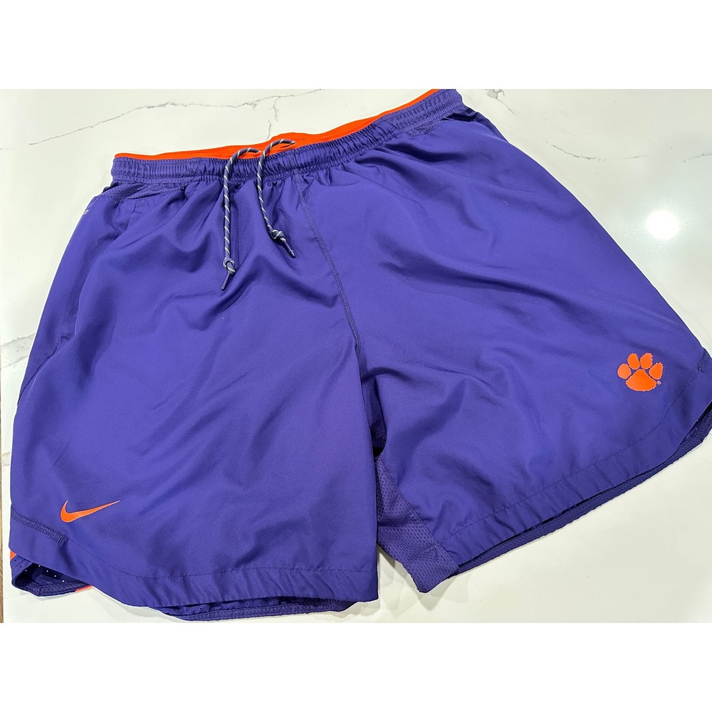 Nike Clemson Tigers Dri-FIT Purple Athletic Shorts Mens 4XL Training Running